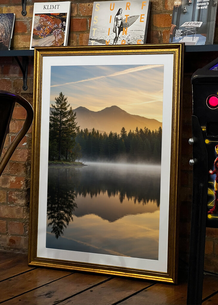 Sunrise Misty Forest Lake