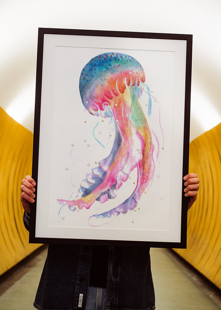 Jellyfish With Rainbow Hues