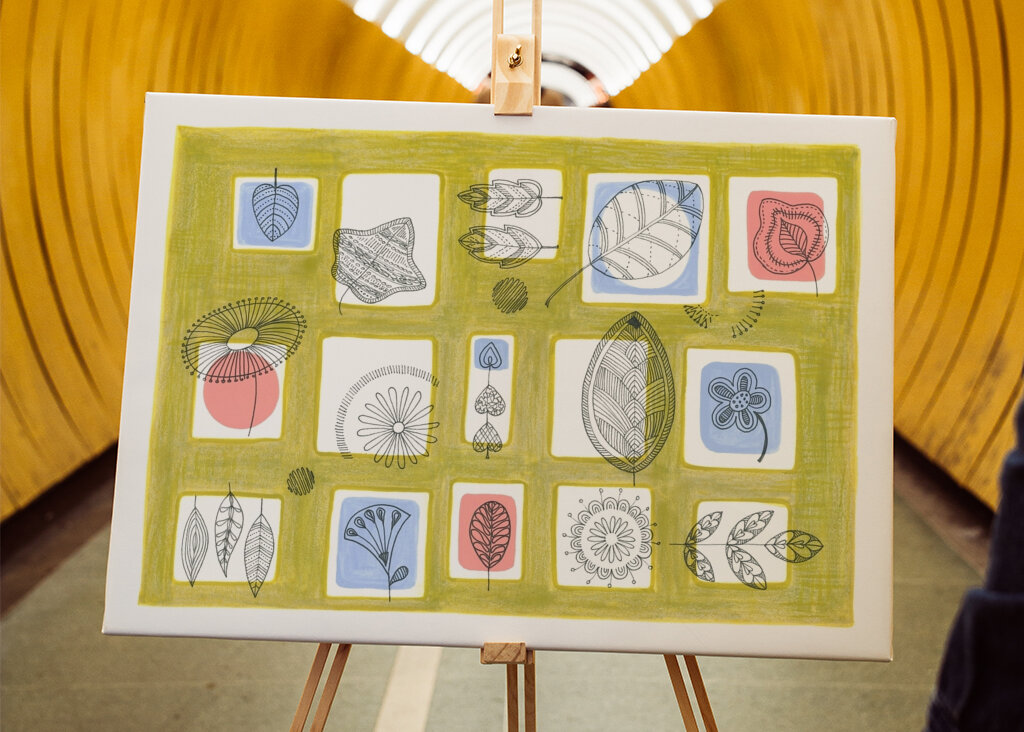 Delikate stregtegninger af blade og blomster