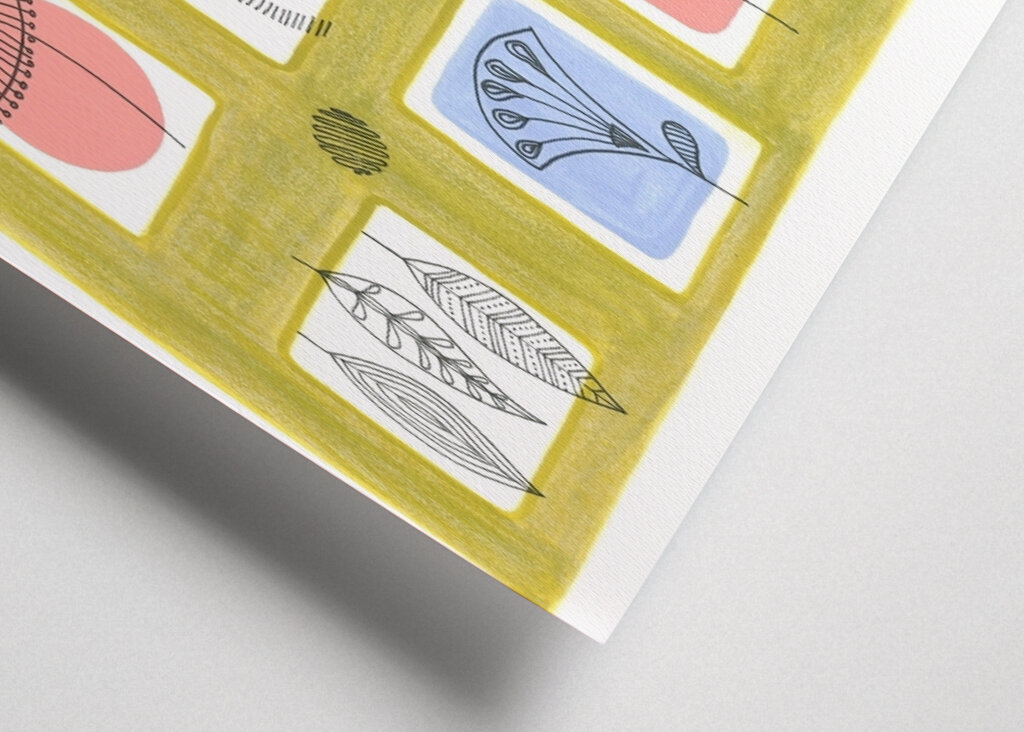 Delikate stregtegninger af blade og blomster