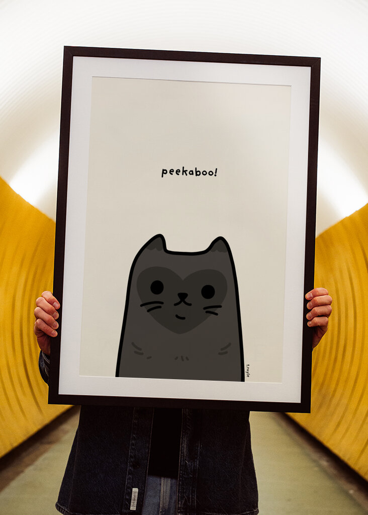 Black Cat With A Heart-Shaped