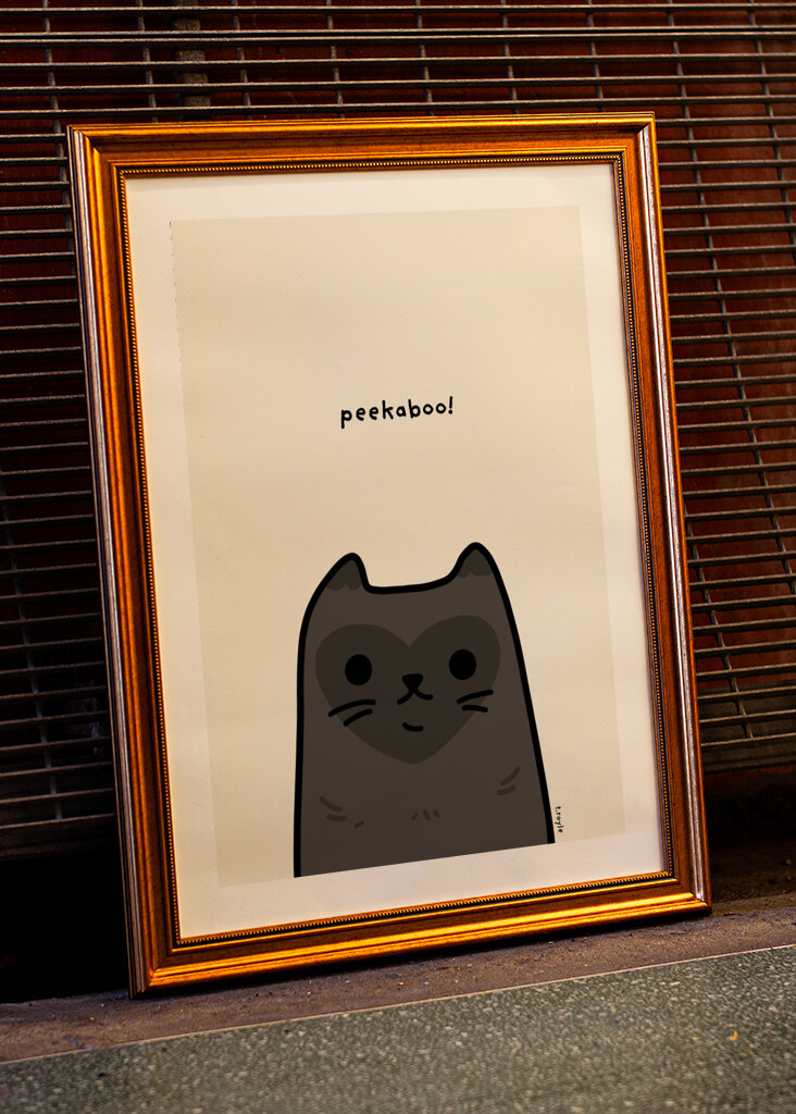 Black Cat With A Heart-Shaped