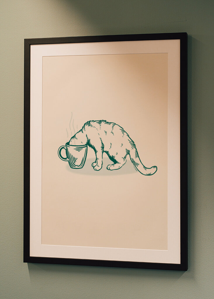 Gato do café no verde