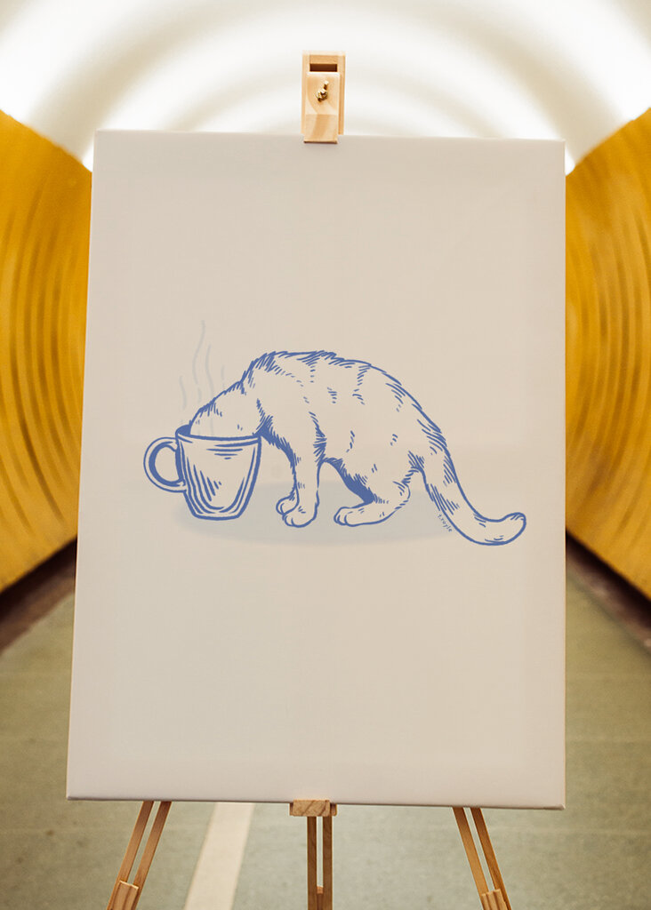 Coffee Cat w kolorze niebieskim