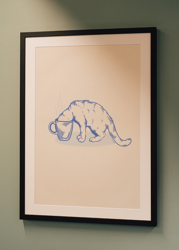 Coffee Cat w kolorze niebieskim