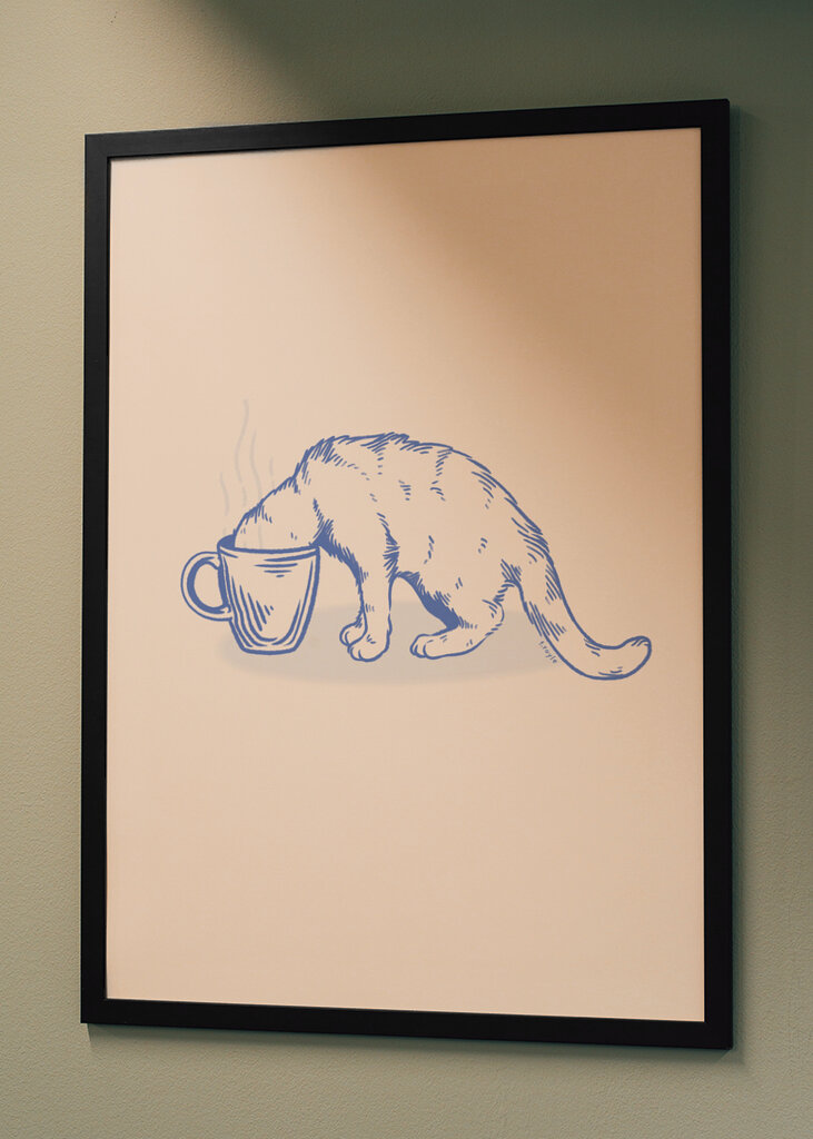 Coffee Cat w kolorze niebieskim