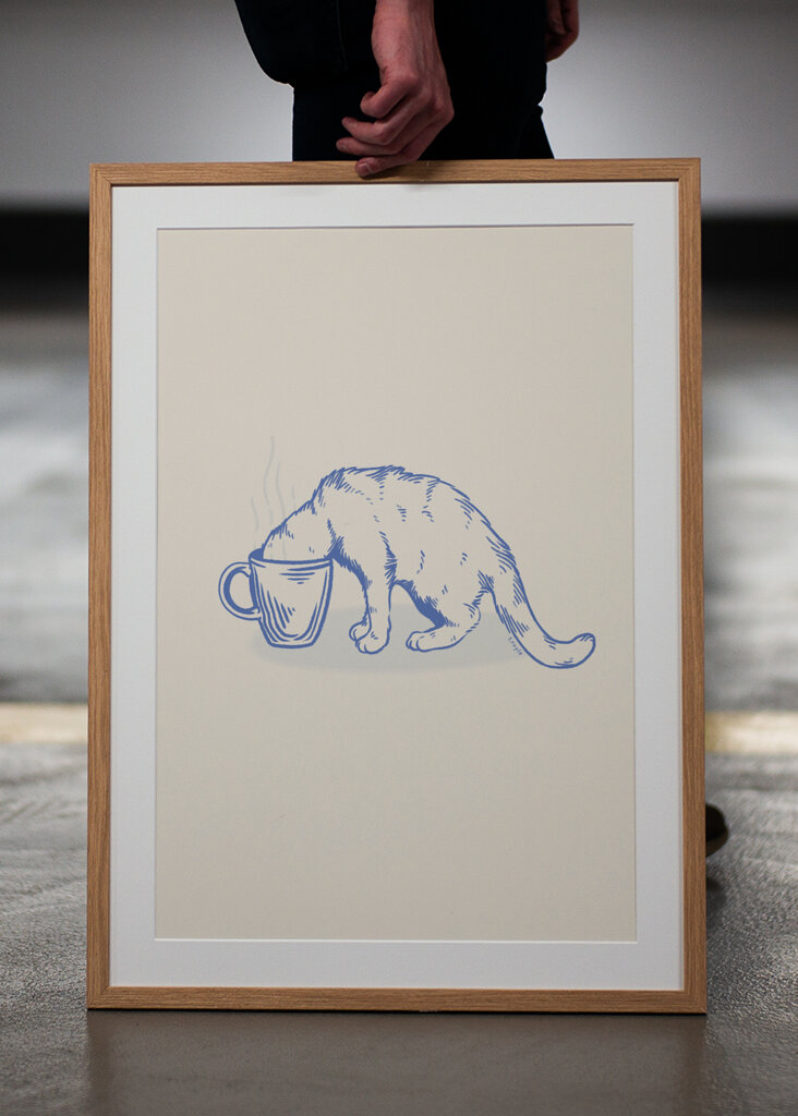 Coffee Cat w kolorze niebieskim