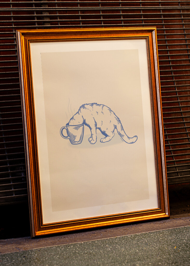 Coffee Cat w kolorze niebieskim