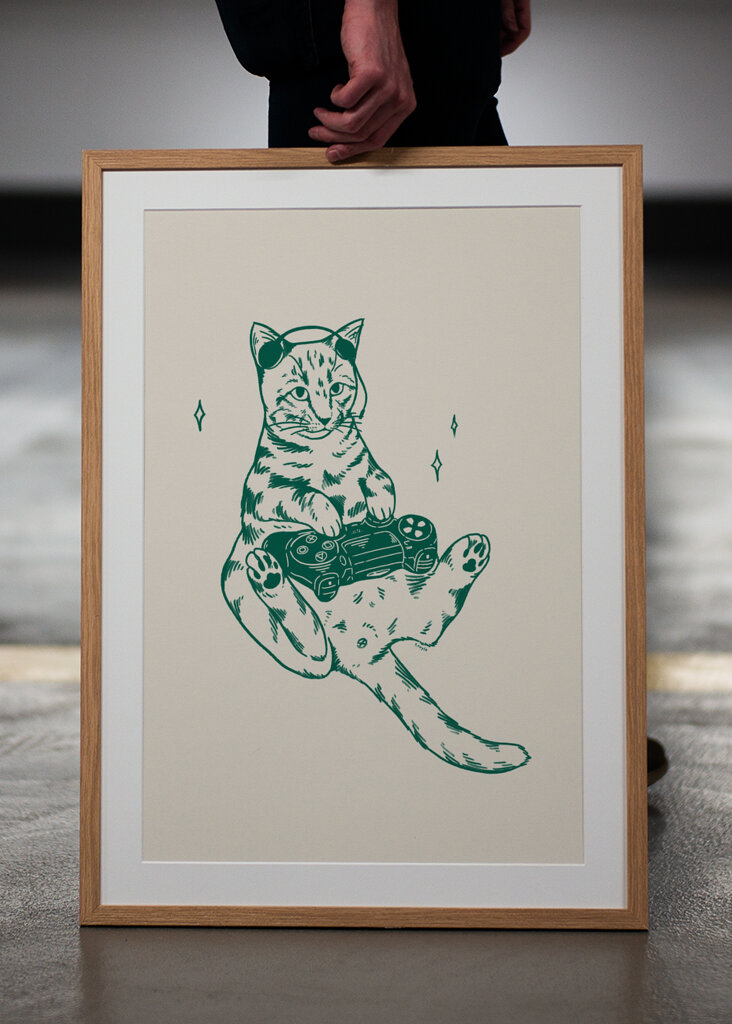 Gamer Cat i grønt