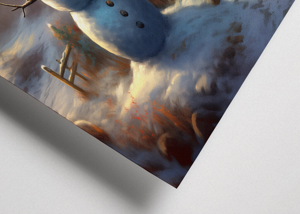 Snowman by Winter Cottage