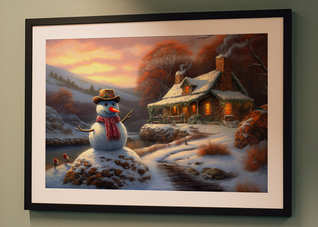 Sněhulák u zimní chaty