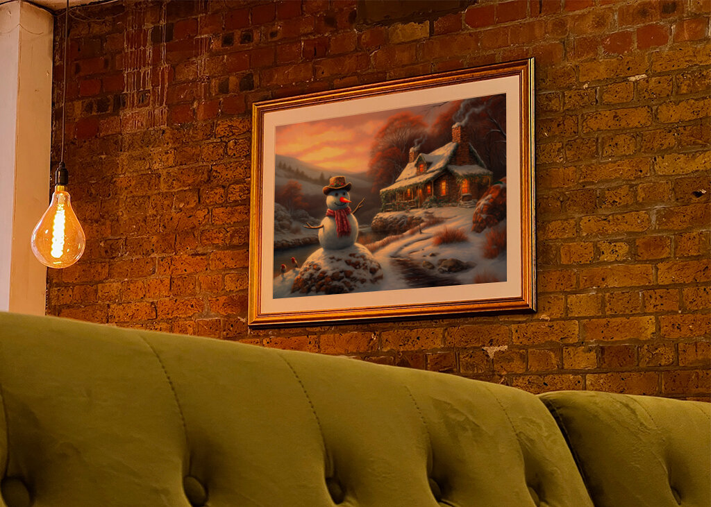 Sněhulák u zimní chaty