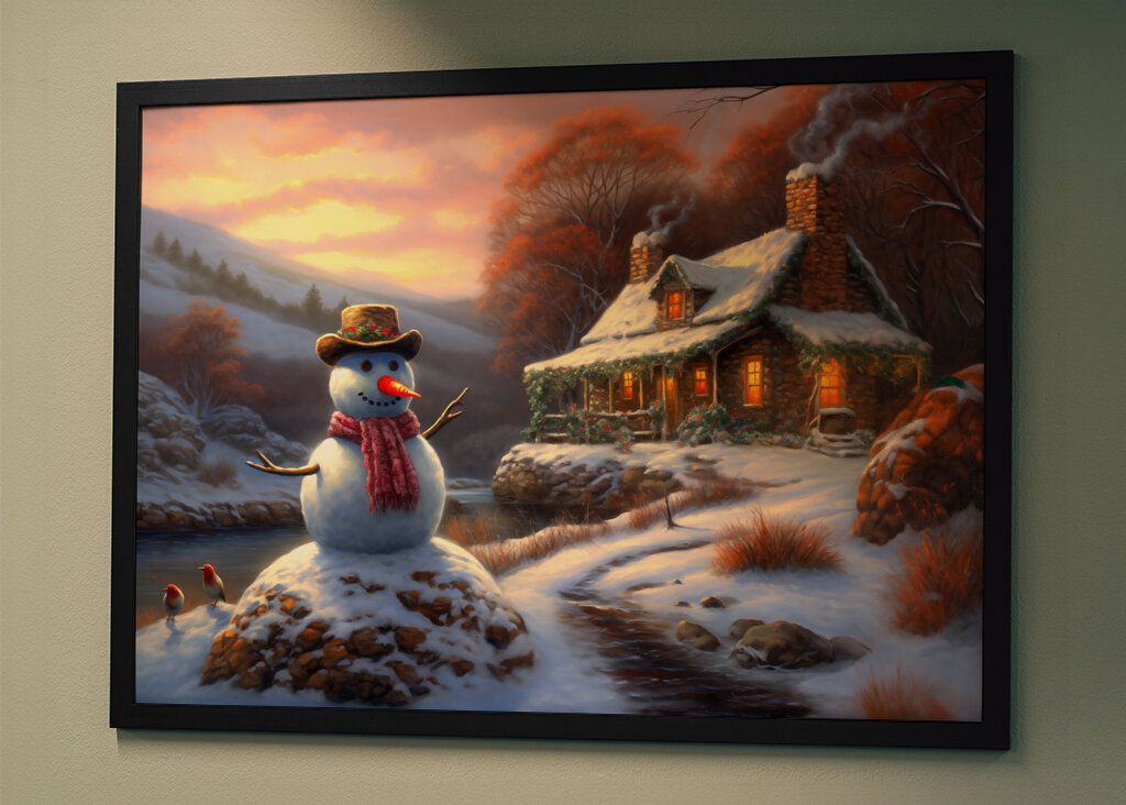 Sněhulák u zimní chaty