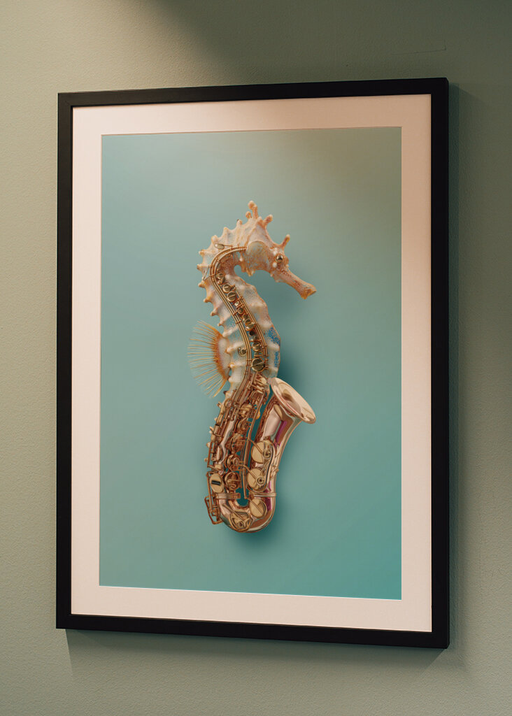 Seepferdchen-Saxophon: eine harmonische Kombination aus Natur und Musik