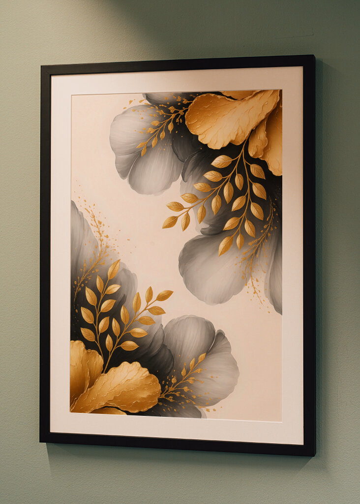 Elegante florale Eleganz: Hauch von Gold und Schwarz