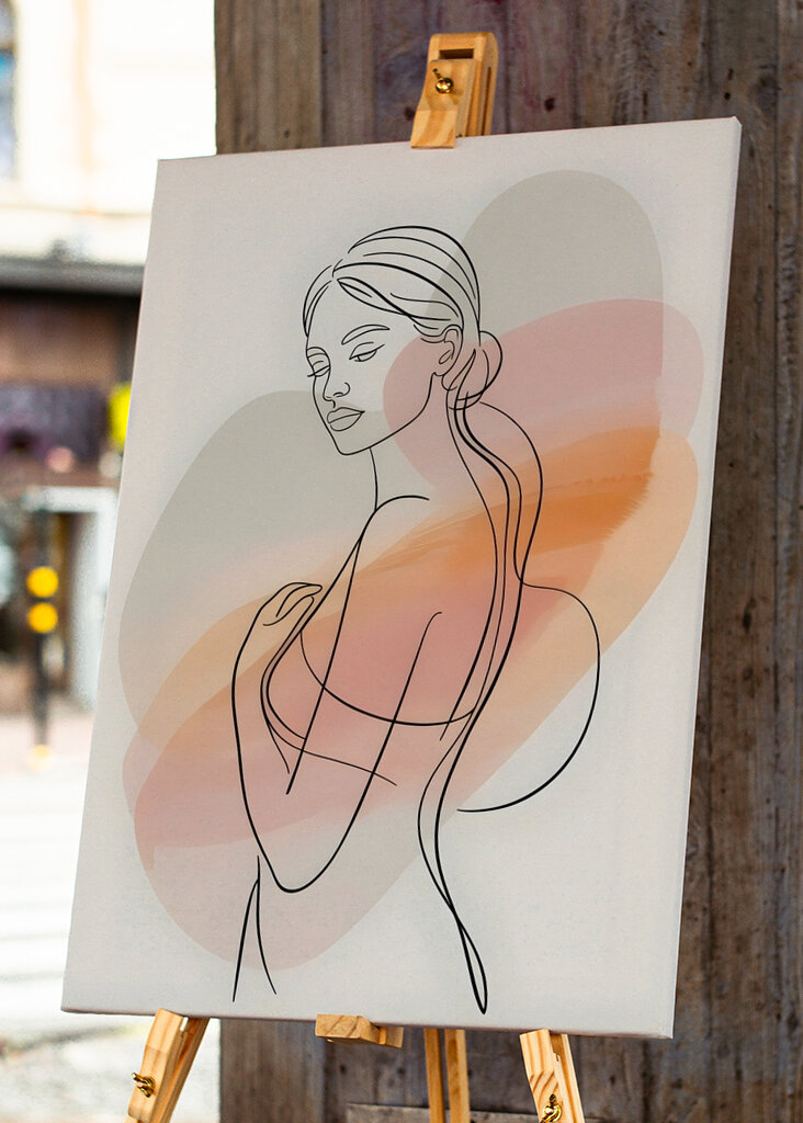 Elegant Line Art Girl Æstetik