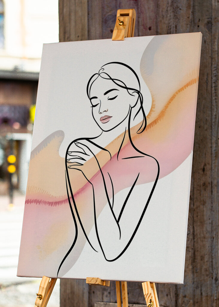 Elegant Line Art Girl Æstetik