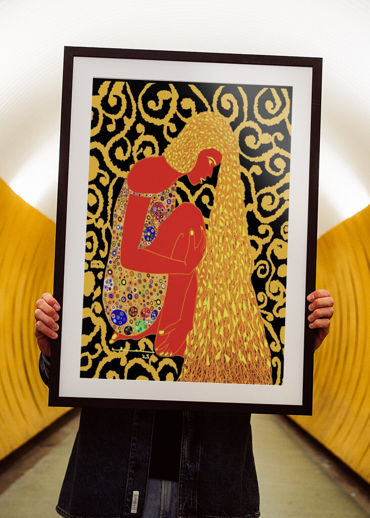 Golden Reverie: A Modern Take on Gustav Klimt's Artistry