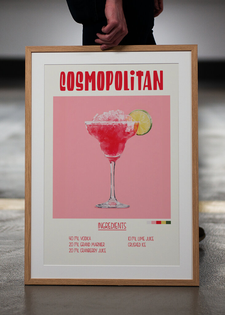 Cosmopolitan Cocktailopskrifter Plakat
