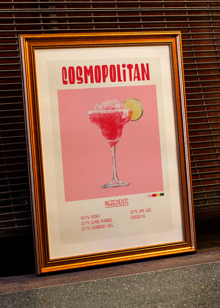 Cosmopolitan Cocktailopskrifter Plakat