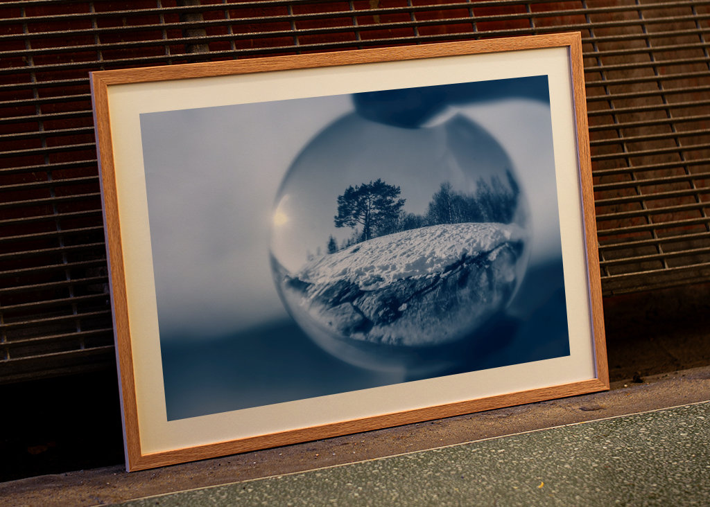 winter landscape in a bubble