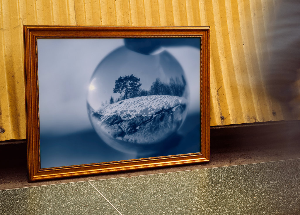 winter landscape in a bubble