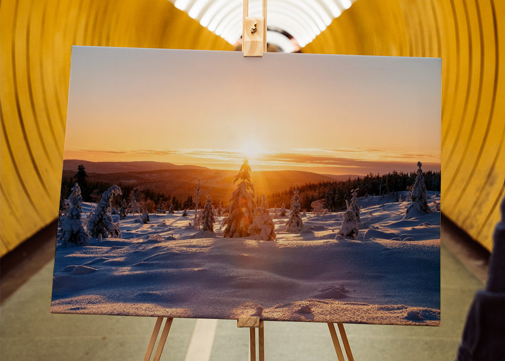 Sunset over winter landscape