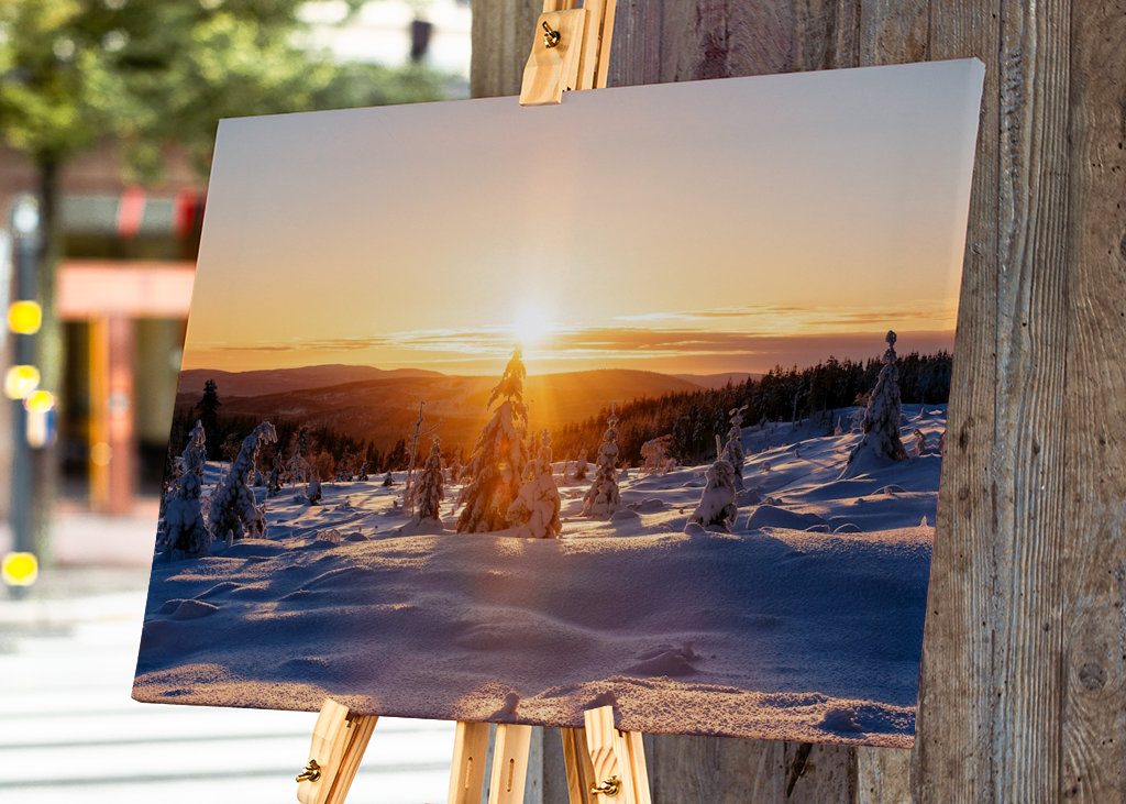 Sunset over winter landscape