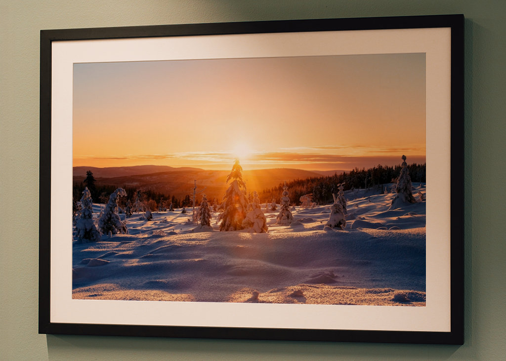 Sunset over winter landscape