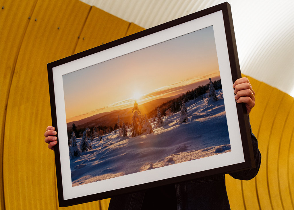 Sunset over winter landscape
