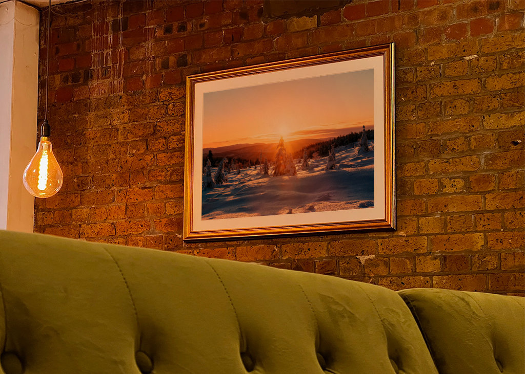 Sunset over winter landscape