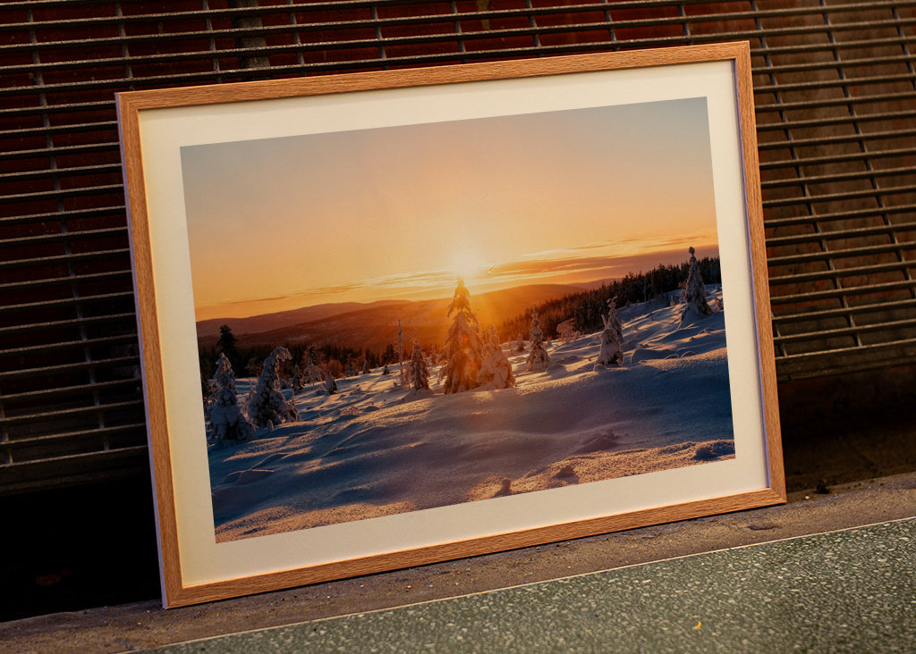 Sunset over winter landscape