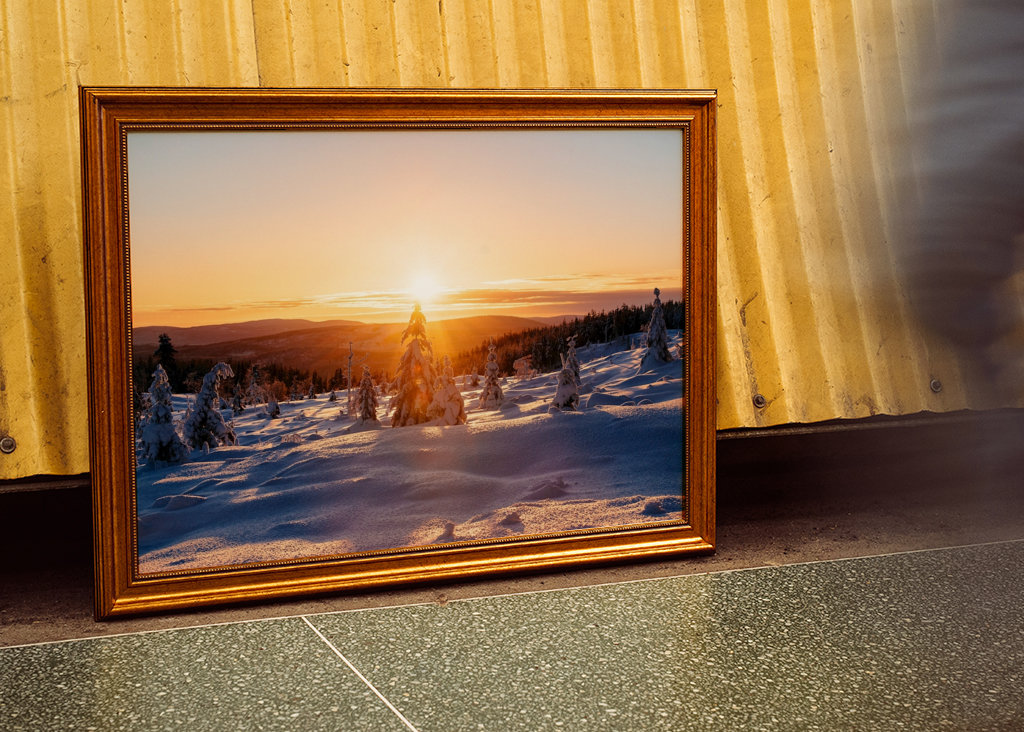 Sunset over winter landscape