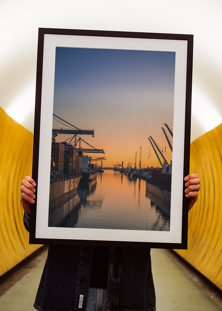 Sonnenuntergang am Hafen.