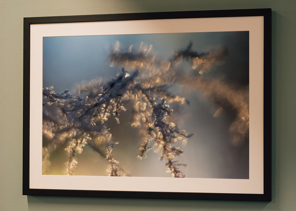 Huurteinen auringonlasku