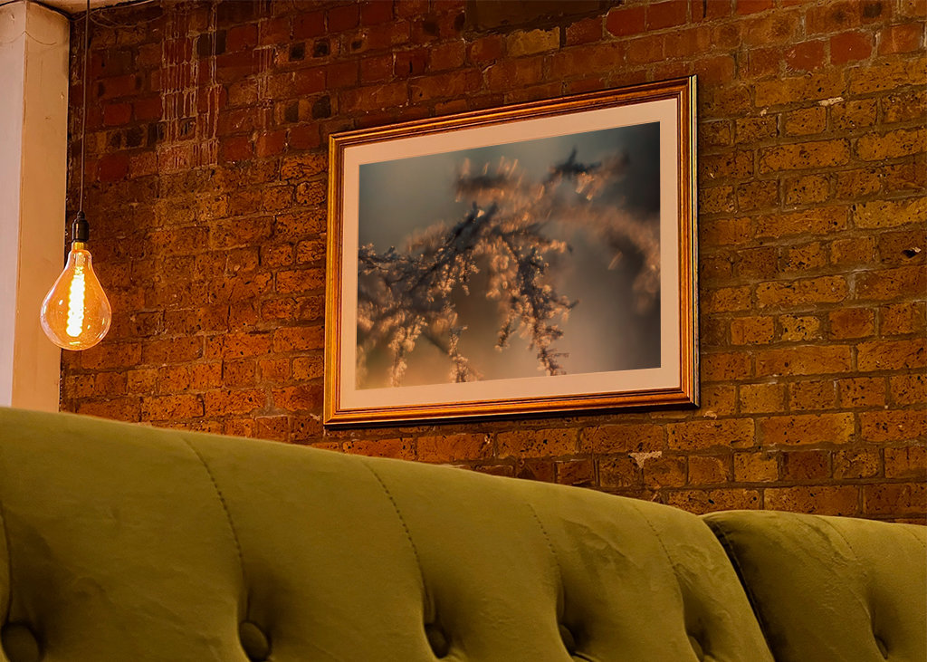 Huurteinen auringonlasku