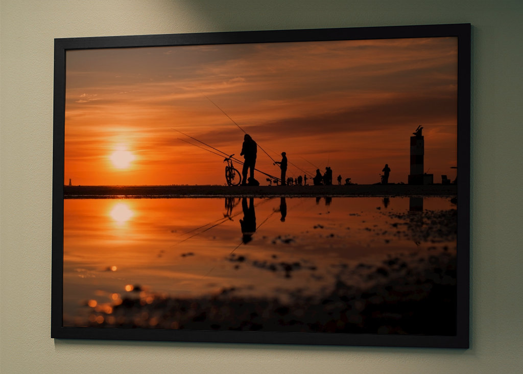 Fischer bei Sonnenuntergang