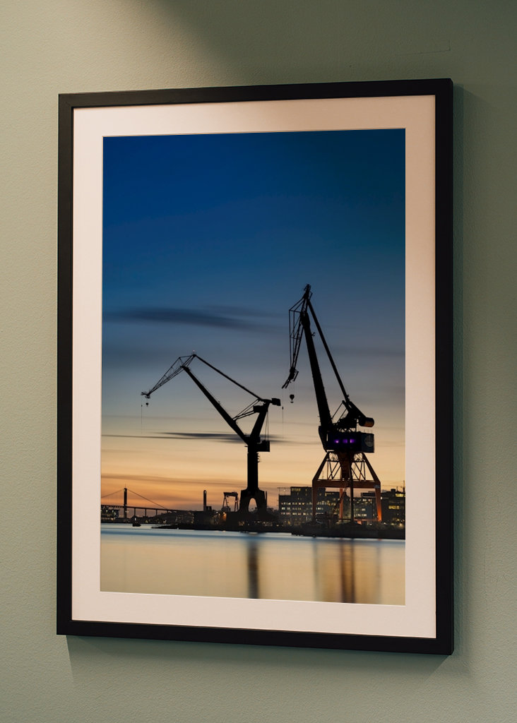 Blå time Havn i Göteborg