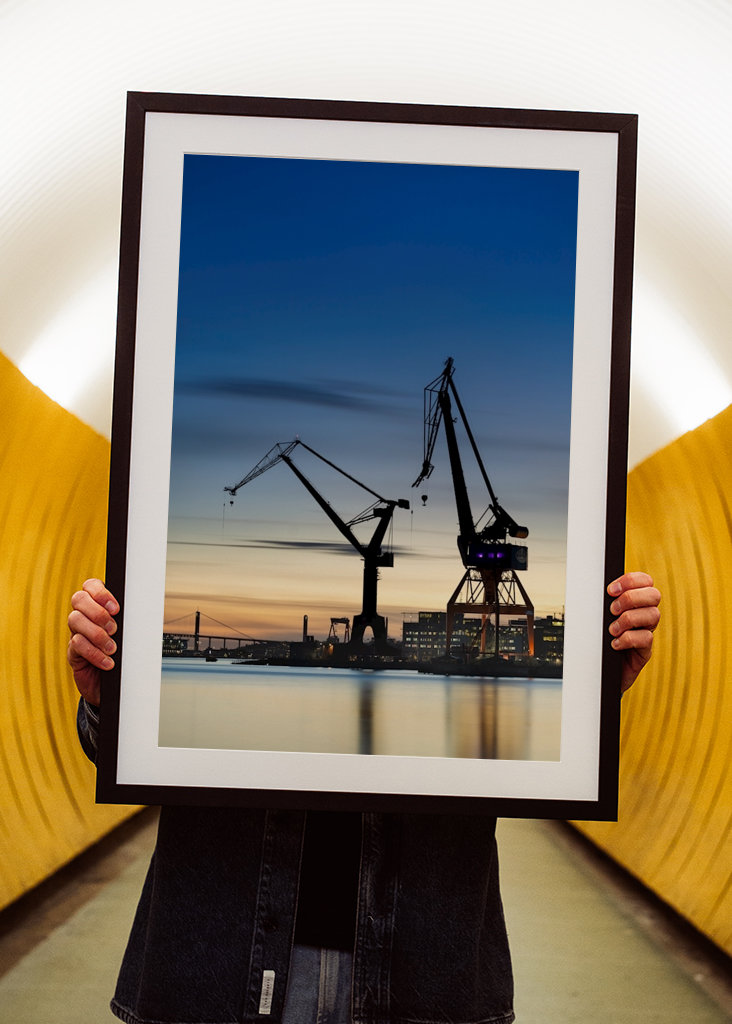 Blå time Havn i Göteborg