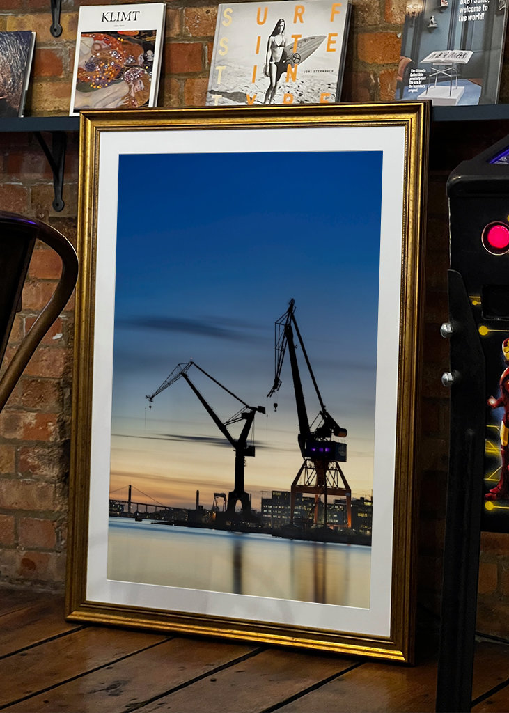 Blå time Havn i Göteborg