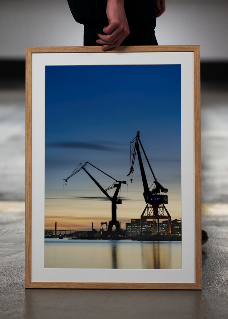 Blå time Havn i Göteborg