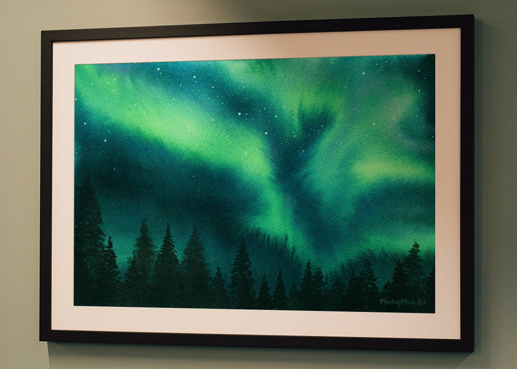 Notte d'inverno, aurora boreale