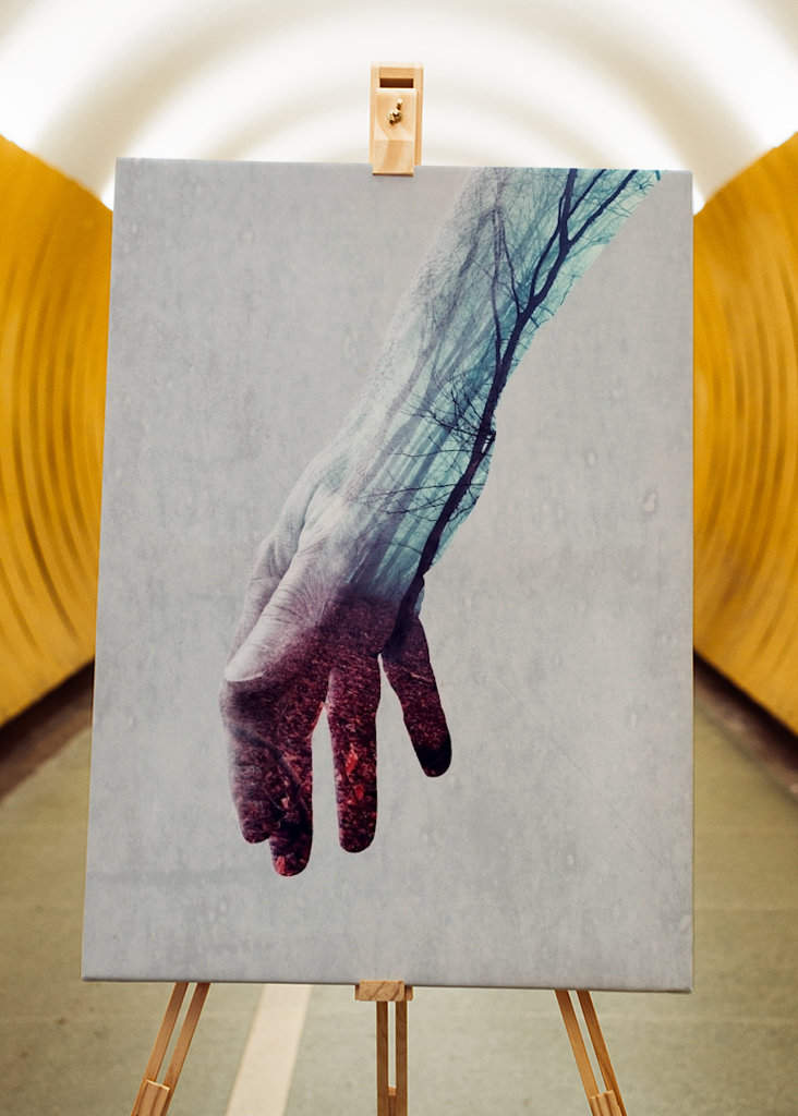 Dobbelt eksponering for hænder