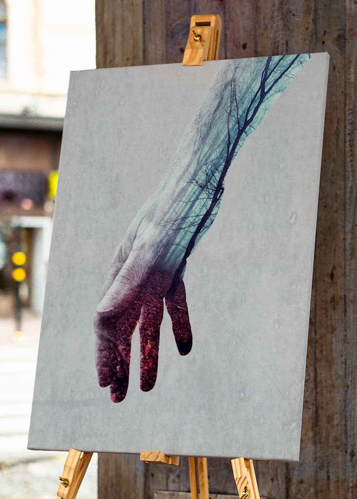 Dobbelt eksponering for hænder