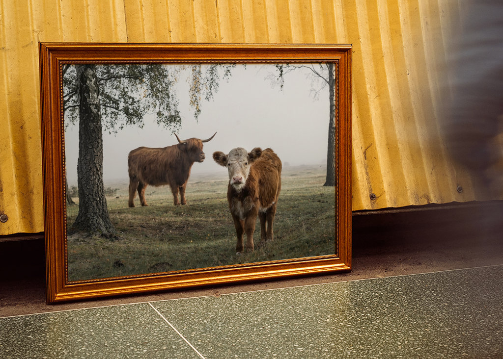 Bétail dans le brouillard