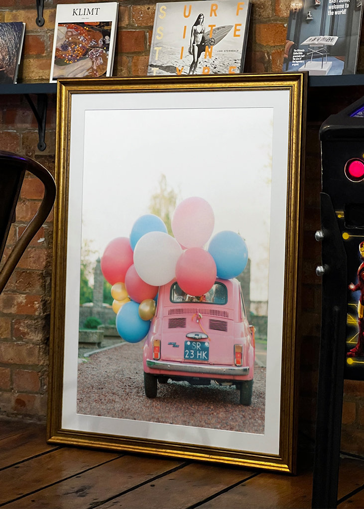 Legrační růžový klasický balónek do auta