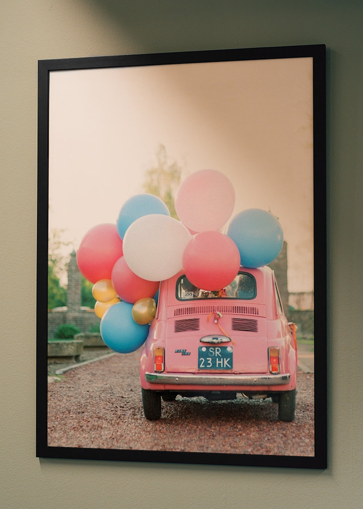 Legrační růžový klasický balónek do auta