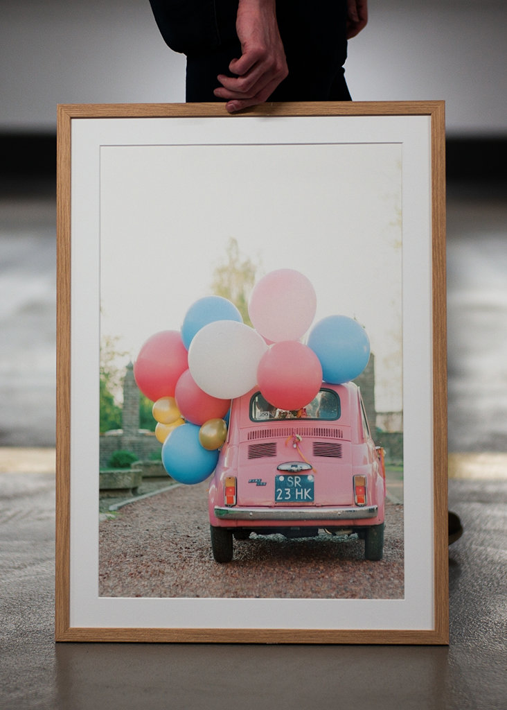 Legrační růžový klasický balónek do auta