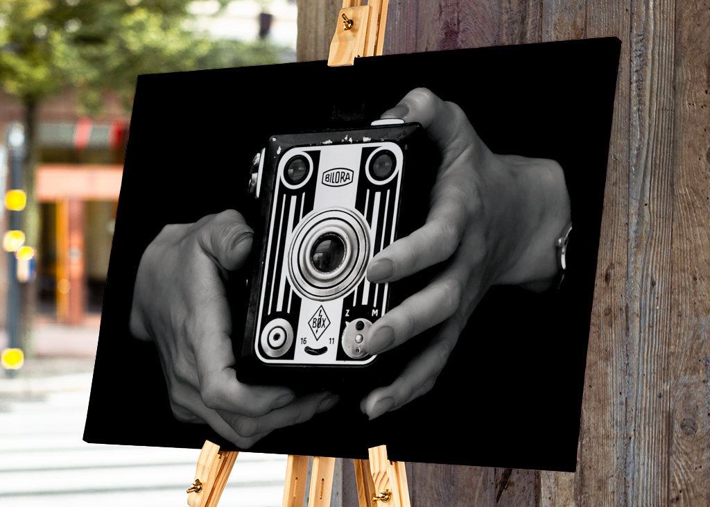 černobílý fotoaparát vintage