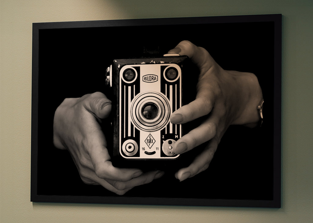 černobílý fotoaparát vintage